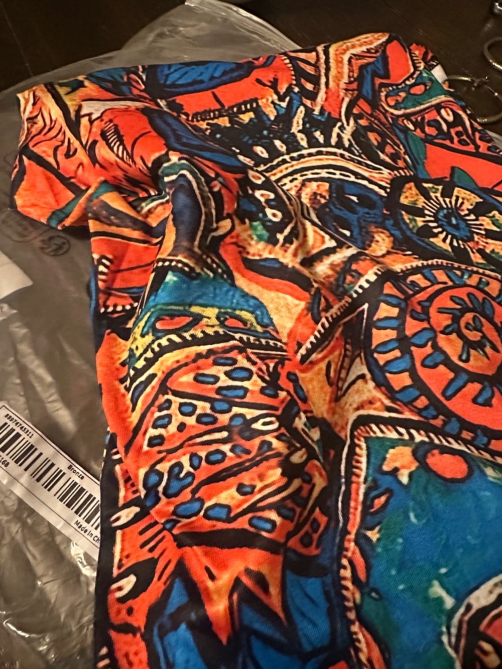 Boho Printed Wide-Leg Palazzo Summer Pants in Teal & Brown New Boutique - Picture 6 of 6
